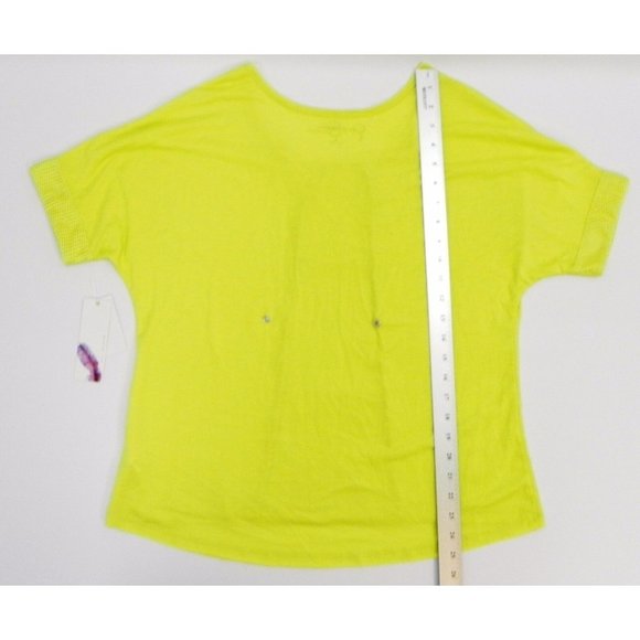 Jessica Simpson Top Junior Short Sleeve Mesh Insert Shirt Electric Lime M - Picture 9 of 10